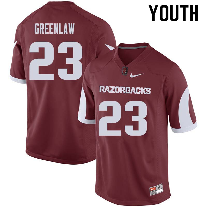Youth #23 Dre Greenlaw Arkansas Razorback College Football Jerseys Sale-Cardinal